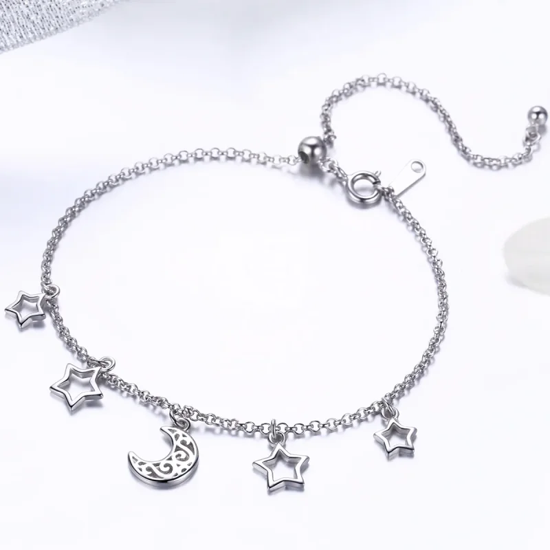 (image for) Silver Starry Sky Chain Slider Bracelet - PANDORA Style - SCB107 - View 3