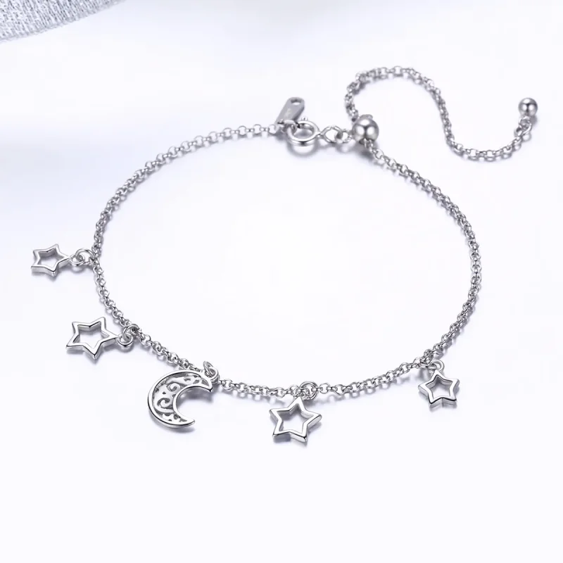 (image for) Silver Starry Sky Chain Slider Bracelet - PANDORA Style - SCB107 - View 4