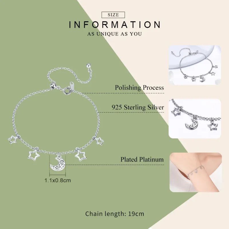 (image for) Silver Starry Sky Chain Slider Bracelet - PANDORA Style - SCB107 - View 5