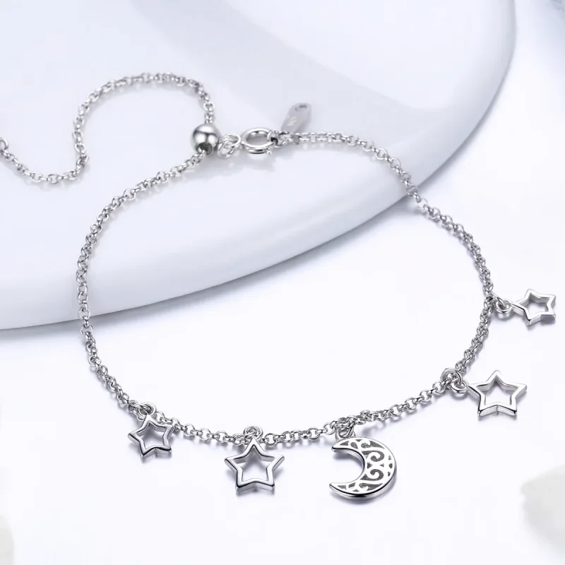 (image for) Silver Starry Sky Chain Slider Bracelet - PANDORA Style - SCB107 - View 6