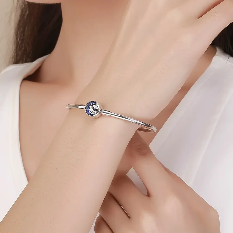 (image for) Silver Starry Sky Hard Bangle - PANDORA Style - SCB080 - View 2