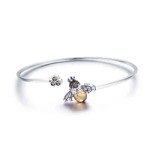 (image for) Silver Story of The Bee Open Bangle - PANDORA Style - SCB104