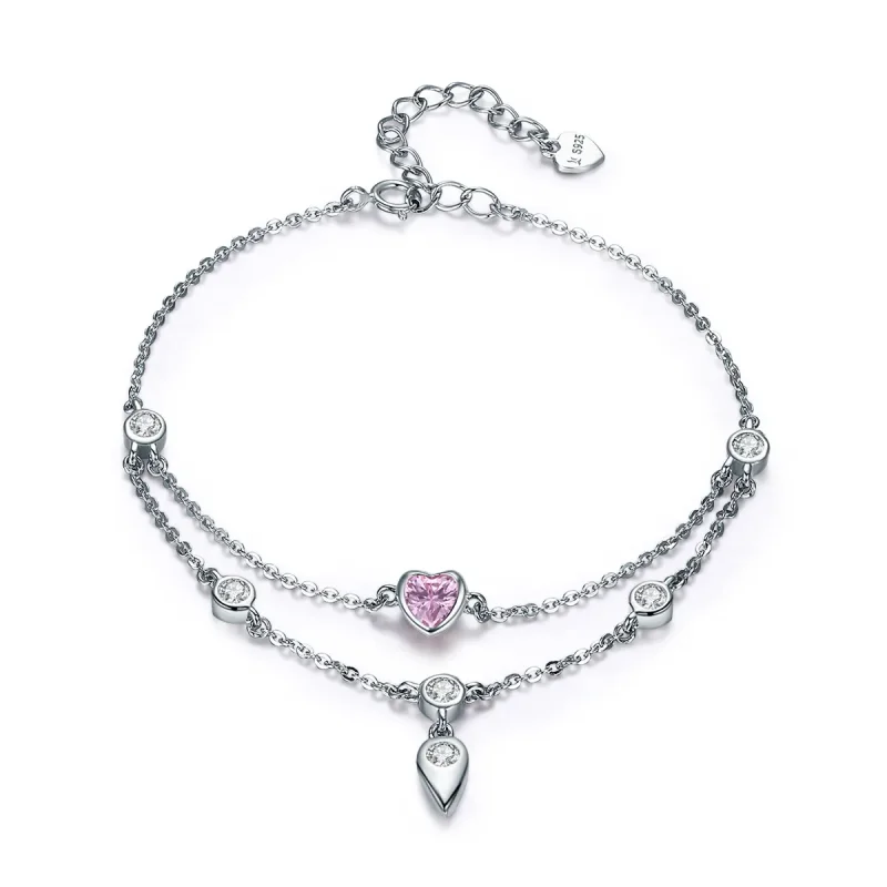 (image for) Silver Sweet Heart Chain Slider Bracelet - PANDORA Style - SCB090 - Product Image