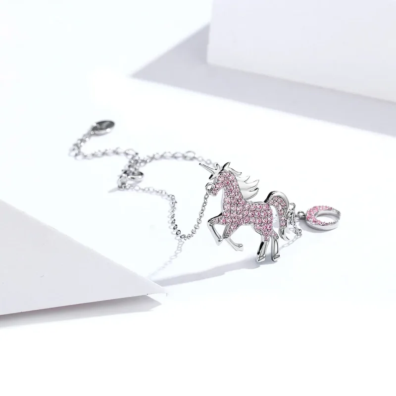 (image for) Silver Unicorn Chain Slider Bracelet - PANDORA Style - SCB155 - View 4
