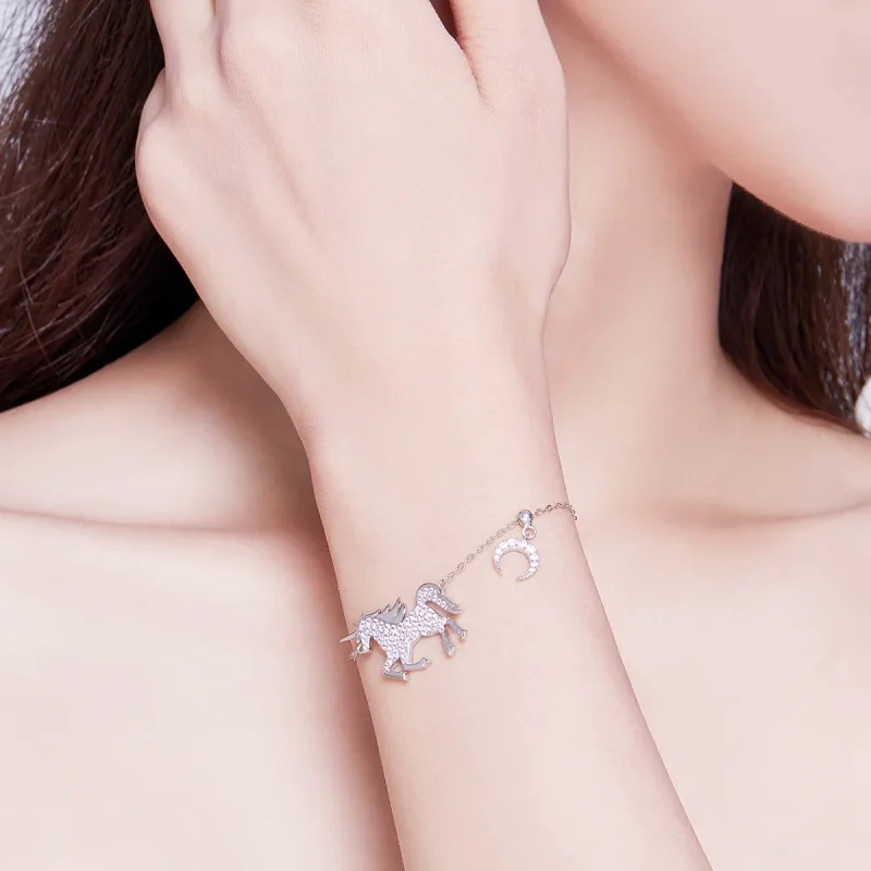 (image for) Silver Unicorn Chain Slider Bracelet - PANDORA Style - SCB155 - View 6