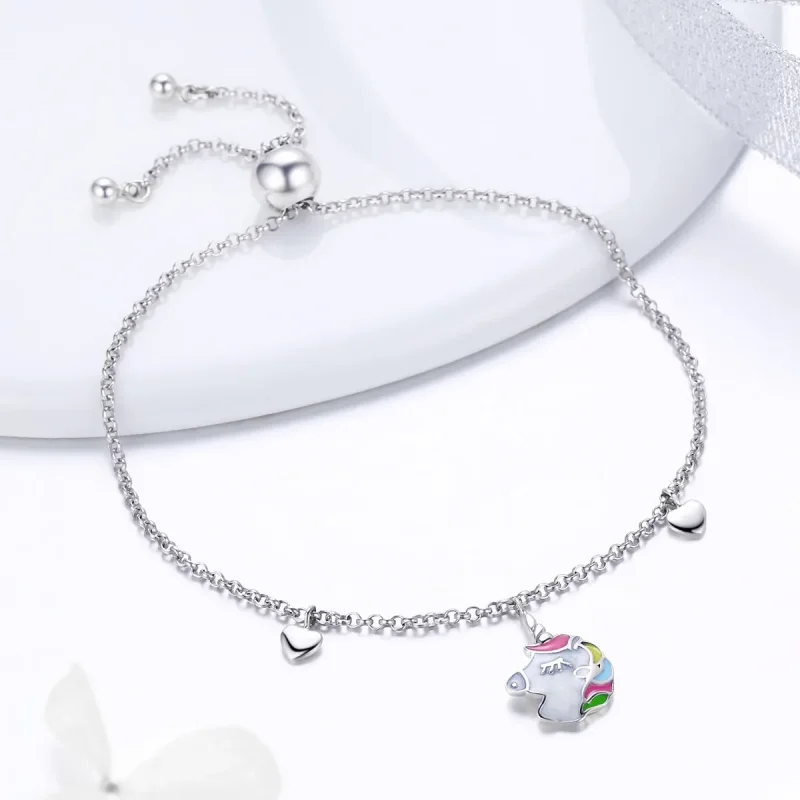 (image for) Silver Unicorn Memory Chain Slider Bracelet - PANDORA Style - SCB106 - View 4