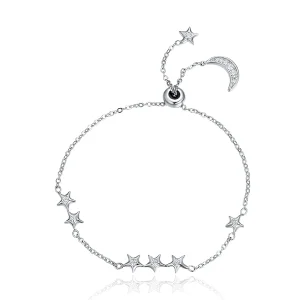 (image for) Silver Whisper of Star and Moon Slider Bracelet - PANDORA Style - SCB007