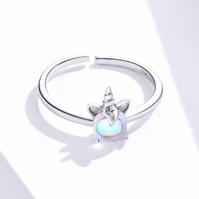 Pandora Style Silver Open Ring, Fancy Unicorn - SCR642