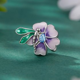 Pandora Style Dragonfly Flower Charm - BSC786