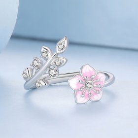 Pandora Style Cherry Blossoms Open Ring - BSR438
