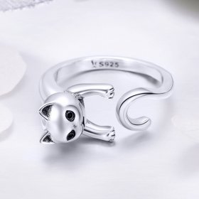 Silver Naughty Cat Ring - PANDORA Style - SCR409