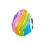 Pandora Style Silver Charm, Easter Egg, Multicolor Enamel - BSC223