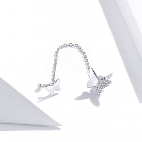 Pandora Style Silver Dangle Earrings, Flying Butterflies - SCE913