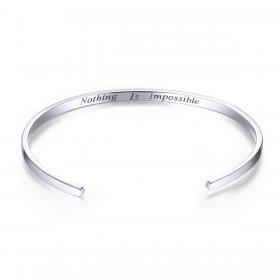 Silver Nothing Is Impossible Open Cuff Bangle - PANDORA Style - SCB160