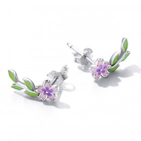 PANDORA Style Flowers Leaves Stud Earrings - SCE1391