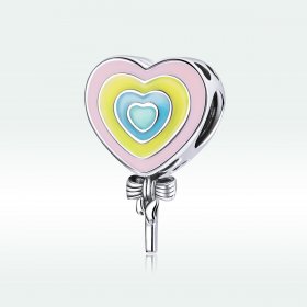 Pandora Style Silver Charm, Love Lollipop, Multicolor Enamel - SCC1746