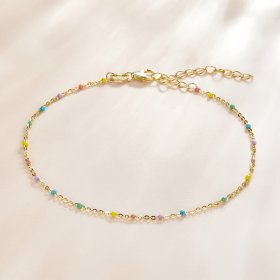 Pandora Style Bracelet Rainbow, 18ct Gold Plated - SCB211