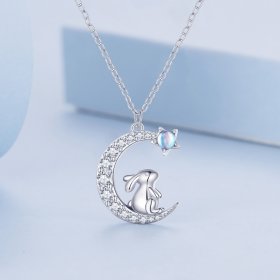 Pandora Style Moon Rabbit Necklace - BSN302