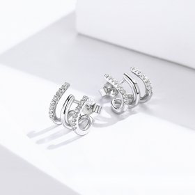 Silver Twist Stud Earrings - PANDORA Style - SCE585