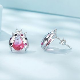 Pandora Style Ladybug Studs Earrings - SCE1634