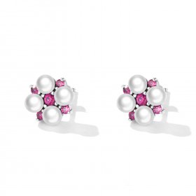 PANDORA Style Bead Flower Stud Earrings - SCE1429
