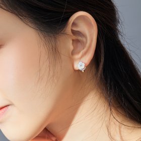 Pandora Style Silver Hoop Earrings, Pure Flowers - BSE321
