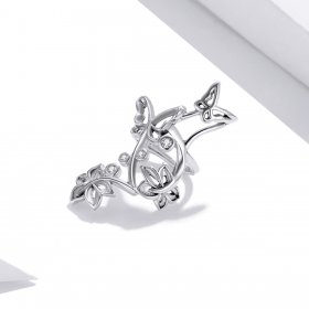 Pandora Style Silver Stud Earrings, Butterfly and Vine - SCE1158