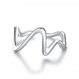 Pandora Style Silver Open Ring, Wave - SCR673