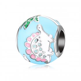 Pandora Style Silver Charm, Little Dinosaur Family, Multicolor Enamel - SCC909