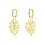 Pandora Style 18ct Gold Plated Dangle Earrings, Monstera Leaf - BSE223