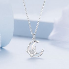 Pandora Style Moon Butterfly Necklace - BSN353