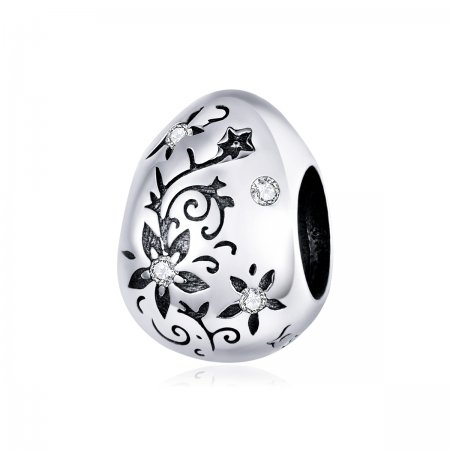 Pandora Style Silver Charm, Retro Easter Egg, Enamel - SCC1466