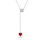 Pandora Style Silver Necklace, Loving Waist, Red Enamel - SCN424