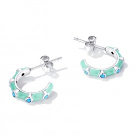 PANDORA Style Turquoise Half Circle Stud Earrings - SCE1404