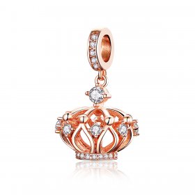 Pandora Compatible Rose Gold Regal Crown Dangle Charm - SCC1121