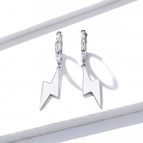 Pandora Style Silver Dangle Earrings, Lightning Bolt - BSE221