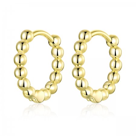 Pandora Style 18ct Gold Plated Hoop Earrings , Small Ball - SCE807-B