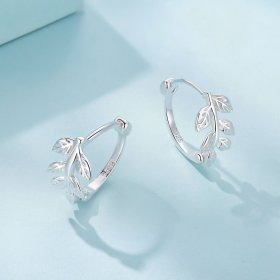 Pandora-style Leaf Hoop Earrings - SCE1660
