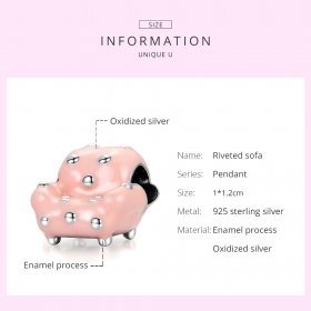 Pandora Style Silver Charm, Rivet Sofa, Pink Enamel - SCC1854