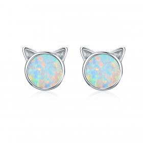 Silver Meow Star Stud Earrings - PANDORA Style - SCE538-Q