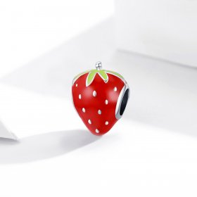Pandora Style Silver Charm, Lovely Strawberry, Multicolor Enamel - SCC1839