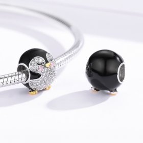 Two Tone Pandora Style Charm, Bicolor Penguin - BSC126