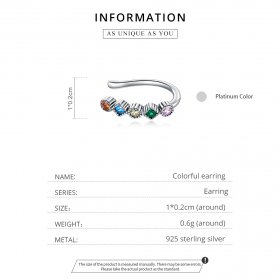 Pandora Style Silver Ear Clip, Colorful - SCE1064