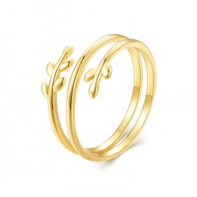 Pandora Style Gold Plated Circles of Leaves Open Ring - SCR755-B