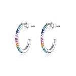 Pandora Style Silver Hoop Earrings, Rainbow - SCE837