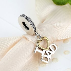 Pandora Compatible Silver & Gold-Plated I Love Dad Dangle - SCC052