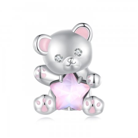 Pandora Style Pink Star Bear Charm - SCC2638