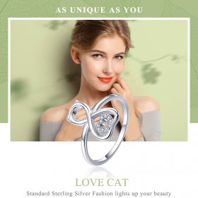 Silver Cat Love Ring - PANDORA Style - SCR417