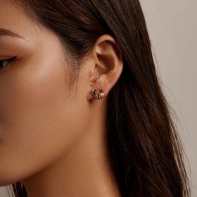 PANDORA Style Love Shell Beads - Texture Stud Earrings - BSE551