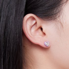 Pandora Style Heart-Shaped Stud Earrings - SCE1595